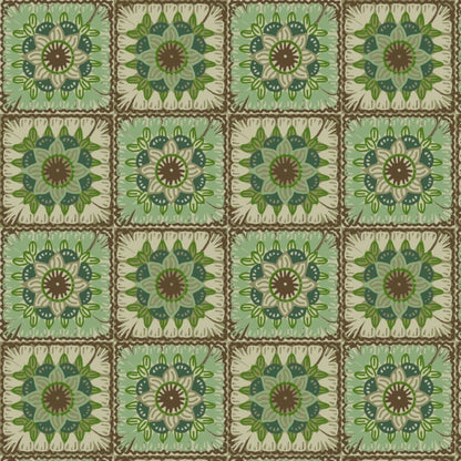 Garden Harmony Granny Squares Floral Seamless Print