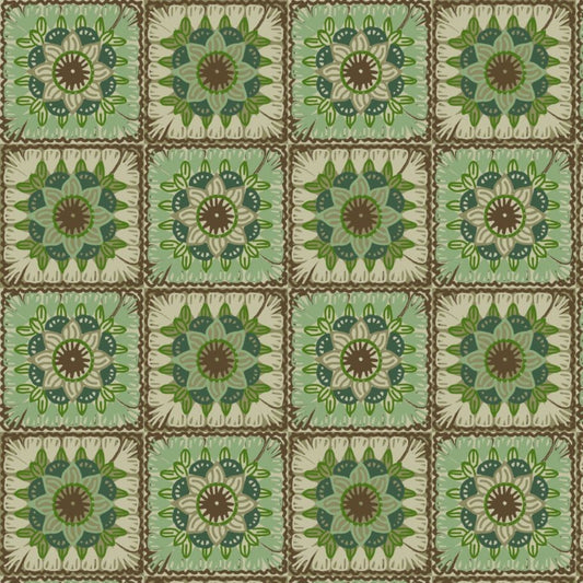 Garden Harmony Granny Squares Floral Seamless Print