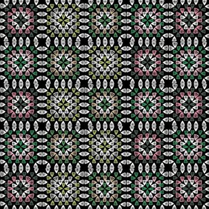 Forest Kaleidoscope Granny Squares Seamless Print