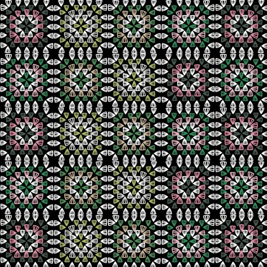Forest Kaleidoscope Granny Squares Seamless Print